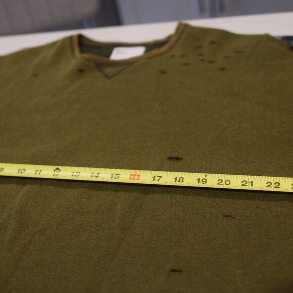 [Size L] EPTM Butcher Crewneck Acid Olive Distressed Plaid Pullover Sweatshirt - Picture 6 of 7